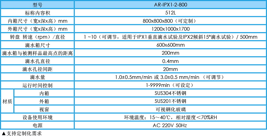 滴水試驗(yàn)機(jī) IPX1-2參數(shù)