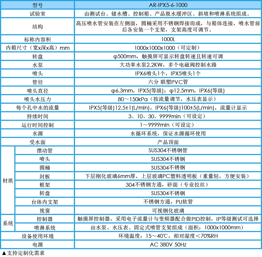 淋雨試驗(yàn)機(jī) IPX5-6參數(shù)